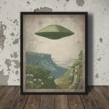 Listing image for Vintage UFO Flower Wall Art, Alien Nature Decor, Sci-fi Sedona Arizona Poster