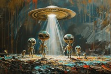 Listing image for UFO ALIEN FLYING SAUCER CANVAS PICTURE PRINT WALL ART HOME DECOR