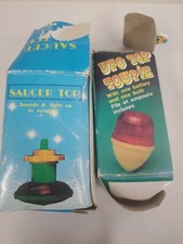 Listing image for Vintage Toy Spinning Tops (2) w Box Saucer & UFO Sound Light - REPAIR- DISPLAY