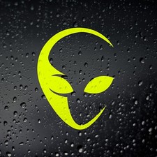 Listing image for Alien Head Flouro Yellow Sticker, Campervan JDM Dub Laptop UFO Martian