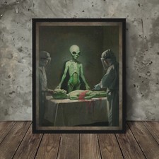 Listing image for Vintage ALIEN AUTOPSY Wall Art, Sci-fi Area 51 S4 Poster, UFO NHI Cryptid Decor