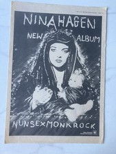 Listing image for NINA HAGEN NUNSEXMONKROCK 11" x 16" FULL PAGE MAGAZINE ADVERT POSTER 1982